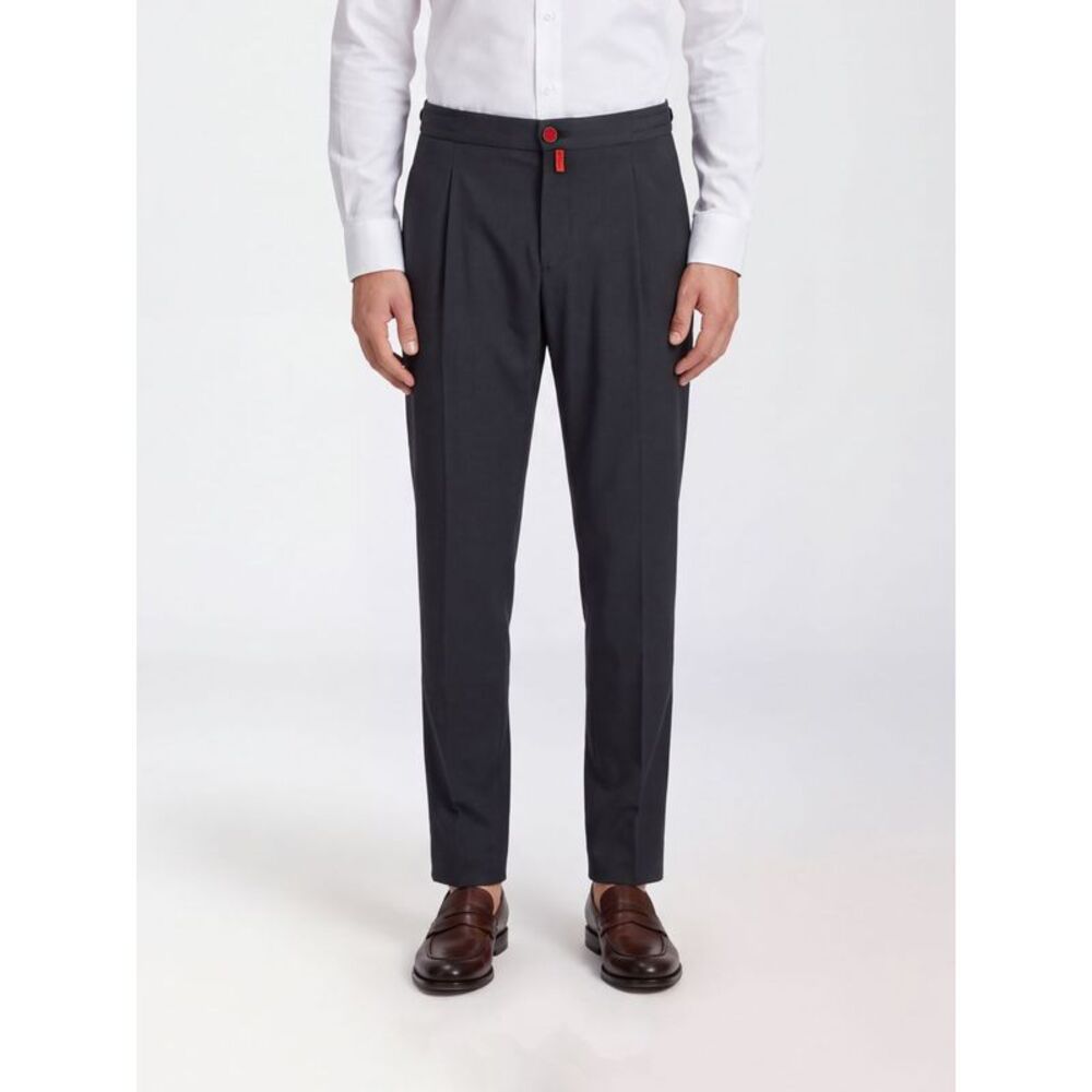 Kiton Men Kiton Pleated Tailored Trousers In Pure Virgin Wool With Belt Loops